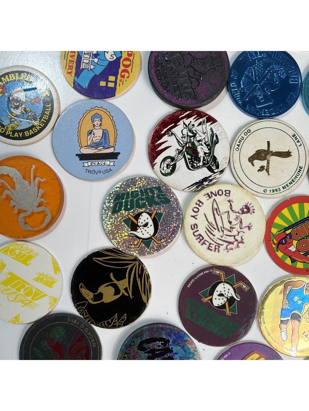 Lot Of 63 Pogs Slammers Solid Metal Plastic Cardboard Many Styles Big Value!! - Picture 7 of 14